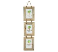 Nicola Spring Rustic Wooden Hanging 3 Photo Frame - 4 X 6" - Natural Multi Picture Wall Display For Home & Gifts