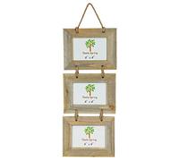 Nicola Spring Rustic Wooden Hanging 3 Photo Frame 6 x 4 Inch with Rope | Natural Wooden Construction, Multi-Picture Design, Wall-Mounted Display, Rustic Natural Finish, Coastal & Farmhouse Style