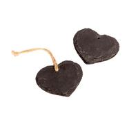 Nicola Spring Slate Hanging Tags - Natural Rustic Kitchen Home Office Hanging Decoration Display Tag Labels Heart Design Set Of 3
