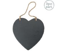 Nicola Spring Slate Heart Hanging Notice Boards - 24.5 x 24.5cm - Natural - Pack of 3 in Grey | Size: 24.5 x 24.5 cm Nicola Spring Grey 24.5 x 24.5 cm