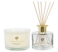 Nicola Spring Soy Wax Scented Candle & Reed Diffuser Set - 350G - Lemongrass Fruity Summer Fragrance Double Wick