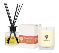 Nicola Spring Soy Wax Scented Candle & Reed Diffuser Set - Pumpkin Spice Fragrance - 160g Candle 28 Hour Burn & 200ml Diffuser 60 Day Scent - Luxury Eco-Friendly Home Fragrance Gift Set