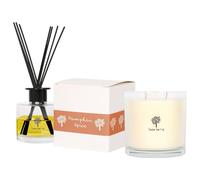 Nicola Spring Soy Wax Scented Candle & Reed Diffuser Set - Pumpkin Spice Fragrance - 400g Candle 45 Hour Burn & 200ml Diffuser 60 Day Scent - Luxury Eco-Friendly Home Fragrance Gift Set