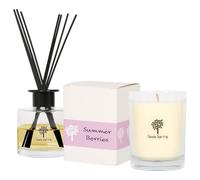 Nicola Spring Soy Wax Scented Candle & Reed Diffuser Set - Summer Berries Fragrance - 160g Candle 28 Hour Burn & 200ml Diffuser 60 Day Scent - Luxury Eco-Friendly Home Fragrance Gift Set