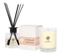 Nicola Spring Soy Wax Scented Candle & Reed Diffuser Set - Tropical Sunrise Fragrance - 160g Candle 28 Hour Burn & 200ml Diffuser 60 Day Scent - Luxury Eco-Friendly Home Fragrance Gift Set