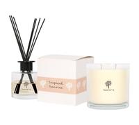 Nicola Spring Soy Wax Scented Candle & Reed Diffuser Set - Tropical Sunrise Fragrance - 400g Candle 45 Hour Burn & 200ml Diffuser 60 Day Scent - Luxury Eco-Friendly Home Fragrance Gift Set