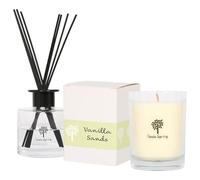 Nicola Spring Soy Wax Scented Candle & Reed Diffuser Set - Vanilla Sands Fragrance - 160g Candle 28 Hour Burn & 200ml Diffuser 60 Day Scent - Luxury Eco-Friendly Home Fragrance Gift Set