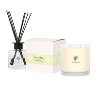 Nicola Spring Soy Wax Scented Candle & Reed Diffuser Set - Vanilla Sands Fragrance - 400g Candle 45 Hour Burn & 200ml Diffuser 60 Day Scent - Luxury Eco-Friendly Home Fragrance Gift Set