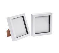 Nicola Spring Square 3D Box Photo Frames 6 x 6 Inch - White - Pack of 2 | 3.5cm Box Frame, Three Display Depths, Genuine Glass Cover, Removable Spacer, Wall-Mountable Design, Freestanding Display