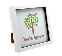 Nicola Spring Square Deep 3D Box Photo Frame 8 x 8 Inch - White | Three Display Depths, Foldaway Rear Stand, Wall-Mountable Design, Freestanding Display, Floating-Style Effect, White Finish