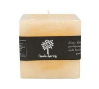 Nicola Spring Square Vanilla Pillar Candle 120 Hour Burn Time - Cream | Sweet Creamy Scent, Freestanding Candle, Soft Ambient Glow, Cream Finish, Gift-Ready Presentation