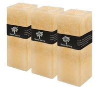 Nicola Spring Square Vanilla Pillar Candles - 110 Hours - Cream - Pack Of 3 - Vanilla Candle Home Fragrance Aromatherapy