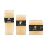 Nicola Spring Square Vanilla Pillar Candles - 3 Sizes - Cream - Pack Of 3