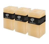 Nicola Spring Square Vanilla Pillar Candles - 90 Hours - Cream - Pack Of 3 - Vanilla Candle Home Fragrance Aromatherapy