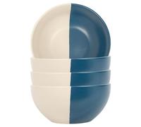 Nicola Spring Stoneware Cereal Bowls - 16.5cm - Navy - Pack of 4 - Ceramic Two Tone Pasta Bowls Tableware Dishwasher & Microwave Safe Crockery for Dessert, Pasta, Soup, Cereal, Ice Cream