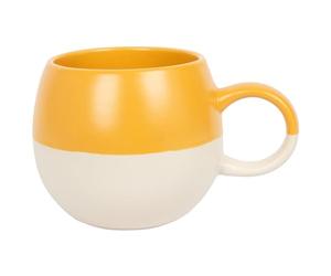 Nicola Spring Stoneware Mug - 340ml - Mustard - Pack of 1 - Sphere Glazed Ceramic Coloured Mugs Kitchen Stoneware Latte Tea Cups Latte Colourful Coffee Cups for Tea, Hot Chocolate, Coffee