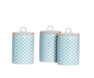 Nicola Spring Tea/Coffee/Sugar Canisters, Blue/Orange, Pack of 3