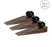 Nicola Spring Traditional Vintage Wooden Door Wedge Stop - Pack of 3 in Black Nicola Spring Black