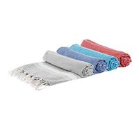 Nicola Spring Turkish Cotton Bath Towels - 170 x 90cm - 4 Colours - Pack of 4 - Lightweight & Absorbent Large Adults Drying Beach Towel Bathroom Gym Cloth Sauna Hammam Shower Sheet
