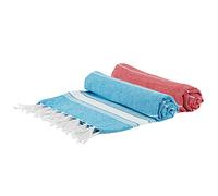 100% Cotton Bath Towel Blue/Red Turkish Style Towel Sheet - 170 x 90cm (x2) Nicola Spring Multi Bath Towel