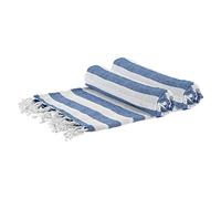 Nicola Spring Turkish Cotton Bath Towels - 170 x 90cm - Blue Stripe - Pack of 2 - Lightweight & Absorbent Large Adults Drying Beach Towel Bathroom Gym Cloth Sauna Hammam Shower Sheet