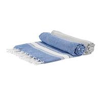 Nicola Spring Turkish Cotton Bath Towels - 170 x 90cm - Navy/Grey - Pack of 2 - Lightweight & Absorbent Large Adults Drying Beach Towel Bathroom Gym Cloth Sauna Hammam Shower Sheet