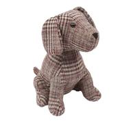 Nicola Spring Weighted Milo the Dog Door Stop 19 x 26.5cm - Brown Tartan | 1.5kg Sand Filling, Plush Fabric Finish, Freestanding Door Stop, Rustic Shabby Chic Style, Decorative Animal Design