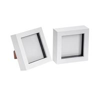 Nicola Spring White 3D Box Photo Frames 4 x 4 Inch - Pack of 2 | 3.5cm Deep Box, Square Design, Wall-Mountable, Freestanding Display, Adjustable Display Depth, Foldaway Stand, Acrylic Front
