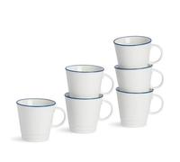 Nicola Spring White Farmhouse Espresso Cups - 90Ml - Pack Of 6 Porcelain Coffee Cups For Home Café Coffee Bar & Entertaining