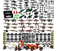 Nicolababe Weapon Pack 225 PCS Accessories Military Weapon Set Incl Helmet Body Armor Cloak and Motorcycles Designed for Minifigures Compatible with Minifigures of Major Brands (SWAT Weapon)