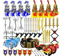 Nicolababe Weapon Pack Accessories Kit for Minifigures Knight Weapons Set Include Horse Carriage, Barding, Armor, Helmet, Shield - Compatible with All Major Brands (Medieval chariot)