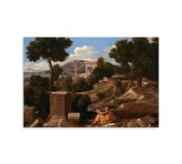 Nicolas Poussin Landscape with Saint John on Patmos Wall Art Prints Paintings Canvas Art And Wall Art Picture Print Modern Family Bedroom Decors Unframe-style 24x36inch(60x90cm)