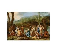 Nicolas Poussin Saint John Baptizing in The River Jordan Wall Art Prints Paintings Wall Art Aesthetic Canvas Painting Picture Living Room Decor Home Unframe-style 24x36inch(60x90cm)