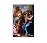 Nicolas Poussin Wall Art Prints Paintings Poster Holy Family with St Elizabeth And St John The Baptist Painting On Canvas Wall Art Scroll Picture Print Living Room Walls Decor Homes Unframe 16x24inch(