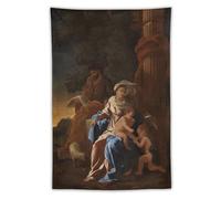 Nicolas Poussin's The Holy Family with Saint John Poster Paintings Wall Tapestry Art Print Tapestries Room Hanging Picture Modern Home Decor 40"x60"