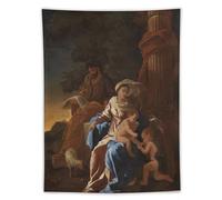 Nicolas Poussin's The Holy Family with Saint John Poster Print On Tapestry Scroll Wall Art Picture Family Home Decor Bedroom Decorative Tapestries 60"x80"