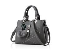 NICOLE & DORIS 2025 New Handbags for women Fashion Ladies Handbags & Shoulder Bags Designer Top Handle Bag with Pompom Grey