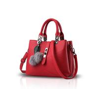 NICOLE & DORIS 2025 New Handbags for Women Fashion Ladies Handbags & Shoulder Bags Designer Top Handle Bag with Pompom Claret Rouge