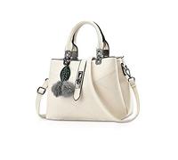 NICOLE & DORIS 2025 New Handbags for Women Fashion Ladies Handbags & Shoulder Bags Designer Top Handle Bag with Pompom Purple White