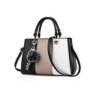 NICOLE & DORIS 2025 New Handbags for Women Fashion Ladies Handbags & Shoulder Bags Designer Top Handle Bag with Pompom Khaki