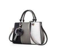 NICOLE & DORIS 2025 New Handbags for Women Fashion Ladies Handbags & Shoulder Bags Designer Top Handle Bag with Pompom Gray