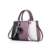 NICOLE & DORIS 2025 New Handbags for Women Fashion Ladies Handbags & Shoulder Bags Designer Top Handle Bag with Pompom Purple