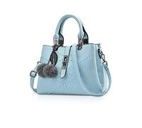NICOLE & DORIS 2025 New Handbags for Women Fashion Ladies Handbags & Shoulder Bags Designer Top Handle Bag with Pompom Azure
