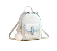 NICOLE & DORIS Backpack for Women Ladies Fashion PU Leather Casual Daypack Multi Pocket Rucksack with Pompom Charm for School Work Outdoors White