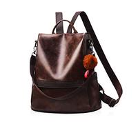 NICOLE & DORIS Backpack Womens Fashion Rucksack Faux Leather Waterproof College Daypack Shoulder Bag for Ladies Large Capacity Anti-Theft Coffee