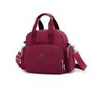 NICOLE & DORIS Casual Handbag for Women - Multi-Pocket Shoulder Messenger Tote - Large Capacity Shopping Travel Backpack Weekend Bag - Burgundy