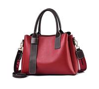 NICOLE & DORIS Casual Handbag for Women Shoulder Bag PU Leather Messenger Bag Tote Purse Large Capacity Crossbody Bag with Two Shoulder Straps Red Wine