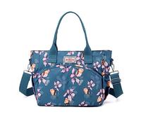 NICOLE & DORIS Casual Shoulder Bag Flower Handbag for Women Large Tote Bag Multi Pocket Handbags Nylon Crossbody Bag Colourful Satchel Bag for Shopping Hiking Daily Use Blue 1