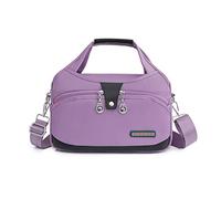 NICOLE & DORIS Casual Shoulder Bag for Women Multi Pocket Handbag Fashion Tote Bag Lightweight Crossbody Bags Satchel Bag Nylon Messenger Bag for Sport Travel Light Purple