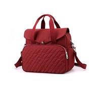 NICOLE & DORIS Casual Shoulder Bag Women's Large Capacity Handbag Lightweight Nylon Backpack Multifunctional Tote Bag for Shopping Work Travel Wine Red
